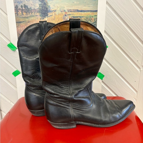 Boulet Black Leather Cowboy Boots - Picture 4 of 7